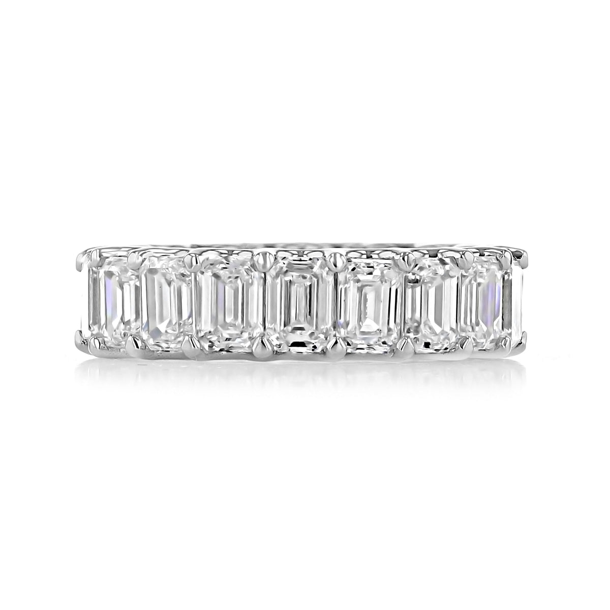 A Neva | Emerald Cut Lab Diamond Wedding Band featuring a row of emerald-cut diamonds held in prongs.