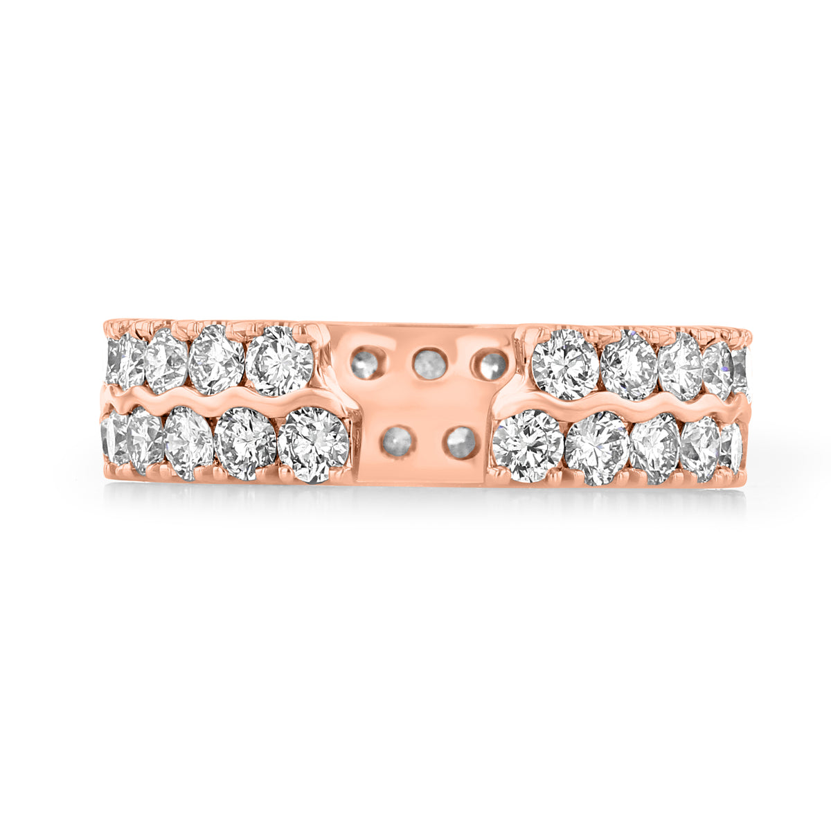 Gemma | Double Pavé-Set Diamond Wedding Band in rose gold, featuring a double row of pavé-set round diamonds.