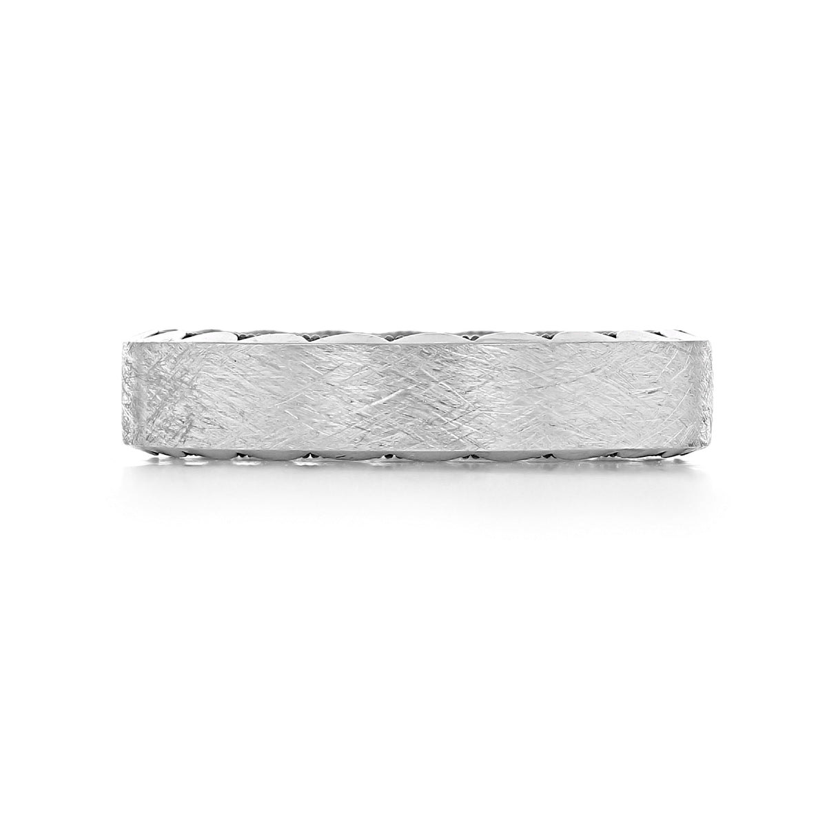 Tacori Sculpted Crescent | Wedding Band - 105-5WB in white gold with a brushed metal finish and a signature sculpted crescent scalloped edge.