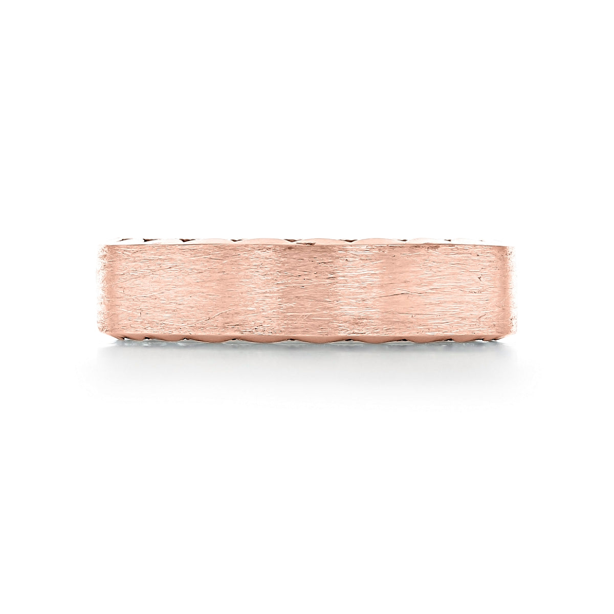 Tacori Sculpted Crescent | Wedding Band - 105-6RB in rose gold featuring a textured, brushed finish and a sculpted crescent design along the scalloped edges.