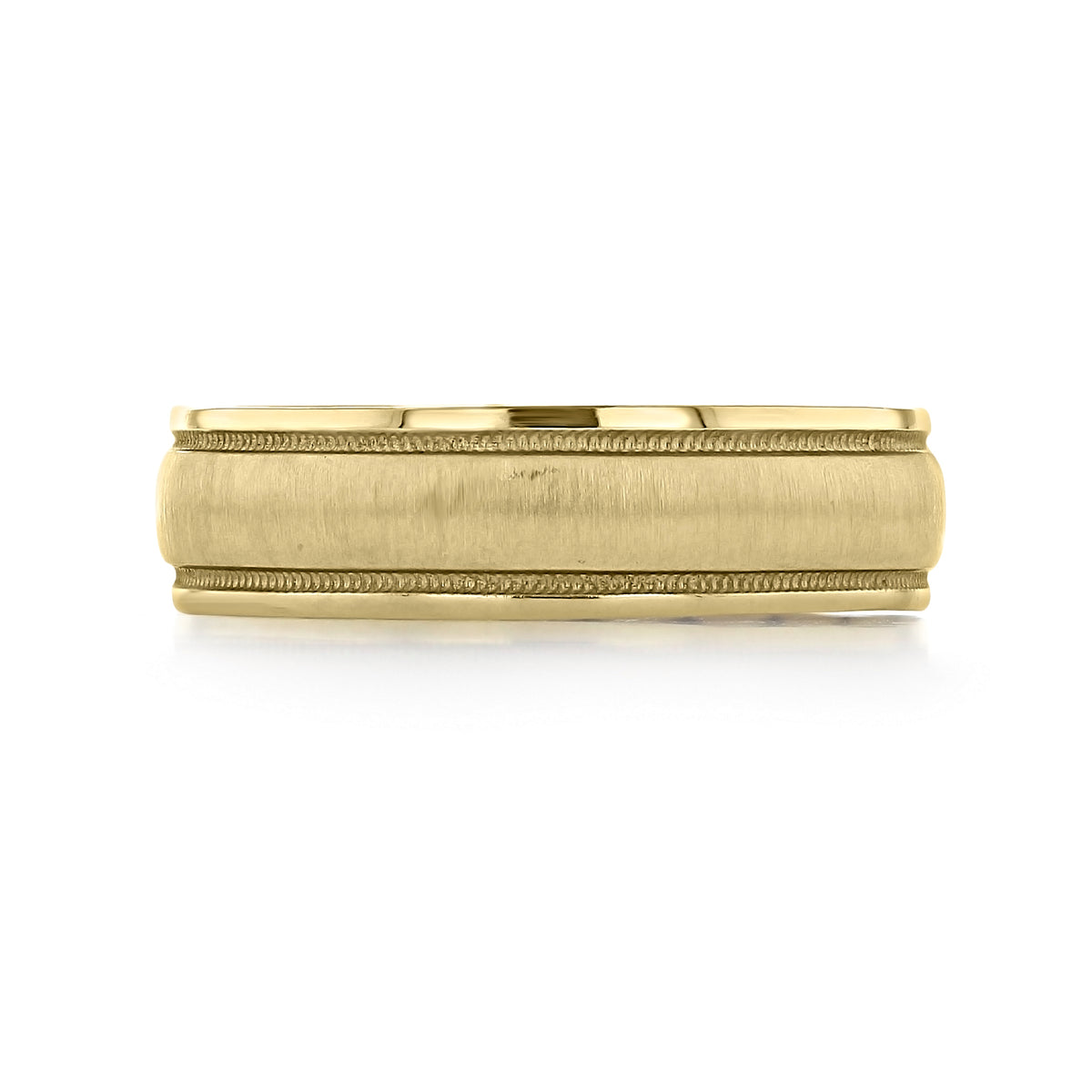 Tacori Sculpted Crescent 106-6YS wedding band in yellow gold featuring a brushed center finish and milgrain beaded edges.
