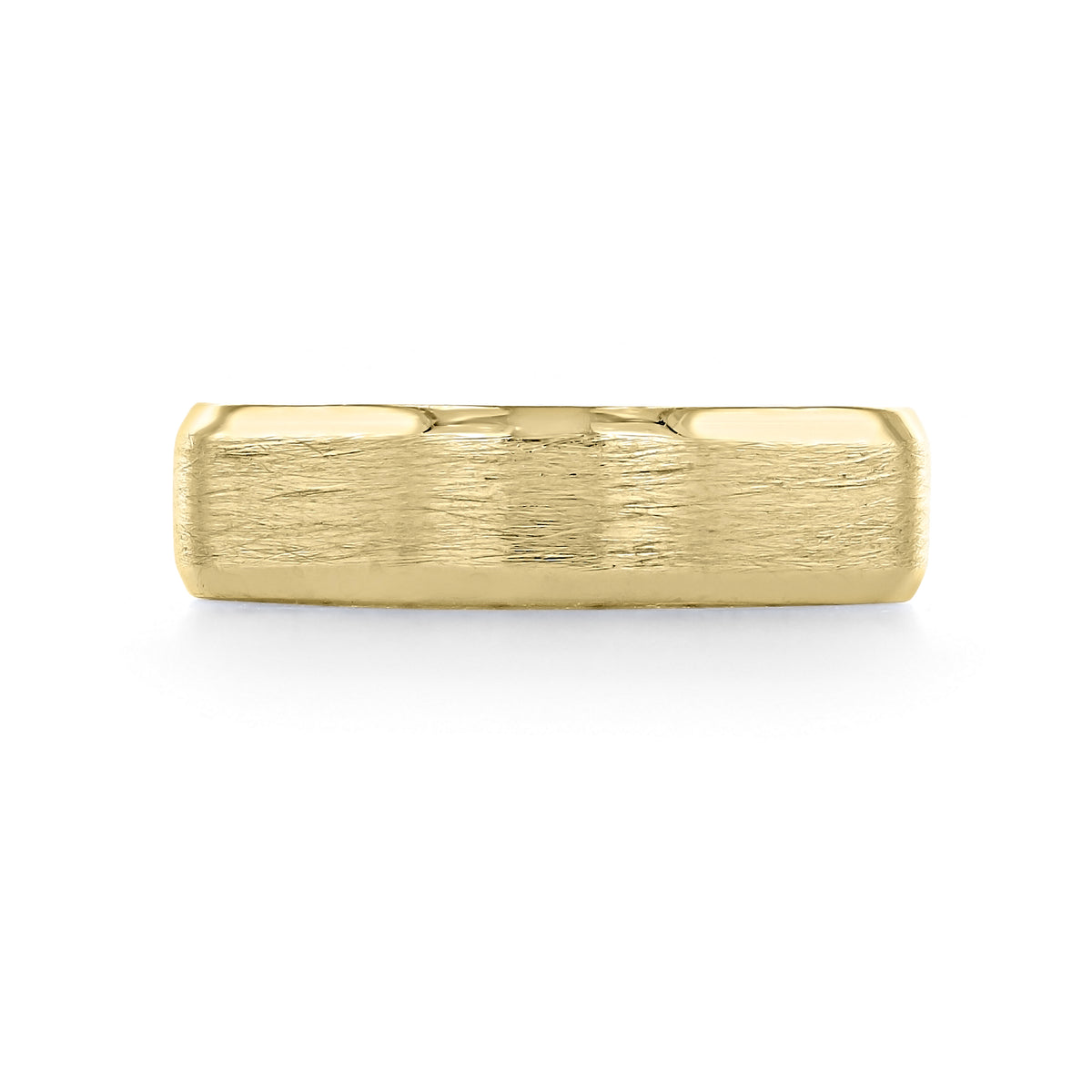 Sculpted Crescent | Wedding Band - 107-6YB yellow gold wedding band with a brushed texture and a sculpted crescent design along the top edge.