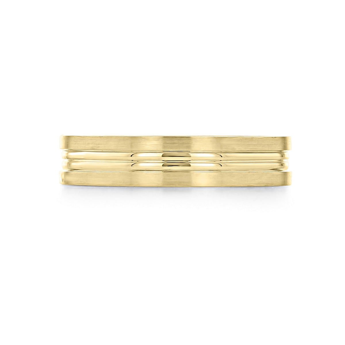 Tacori Sculpted Crescent Wedding Band - 109-5YS in yellow gold, featuring a flat brushed surface and a double-grooved center detail.