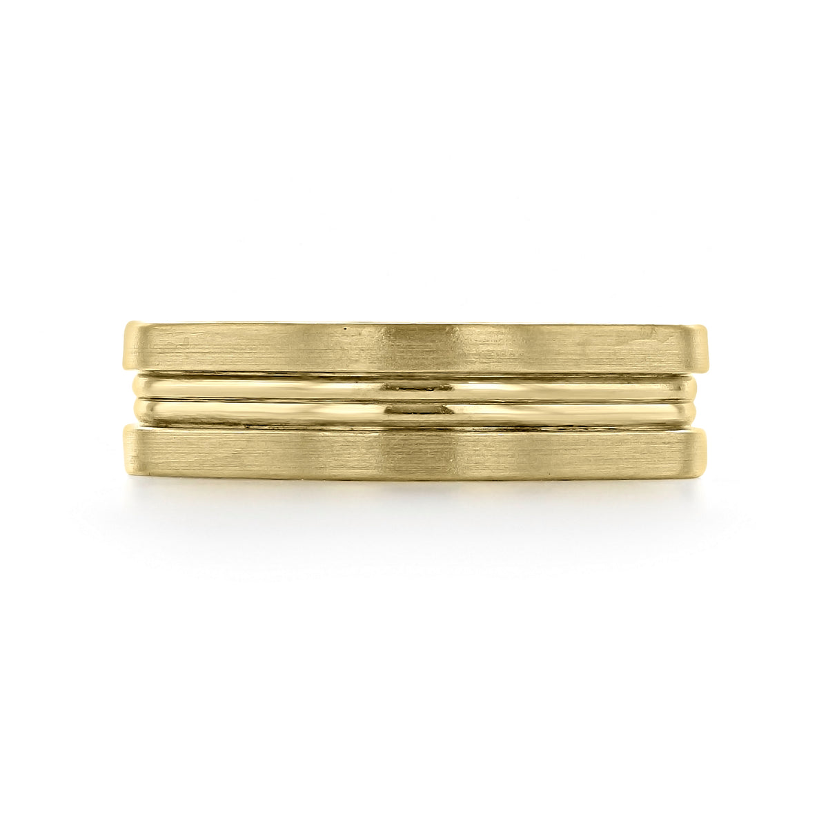 Tacori Sculpted Crescent | Wedding Band - 109-6YS in yellow gold, featuring a central raised ridge flanked by two brushed flat bands.