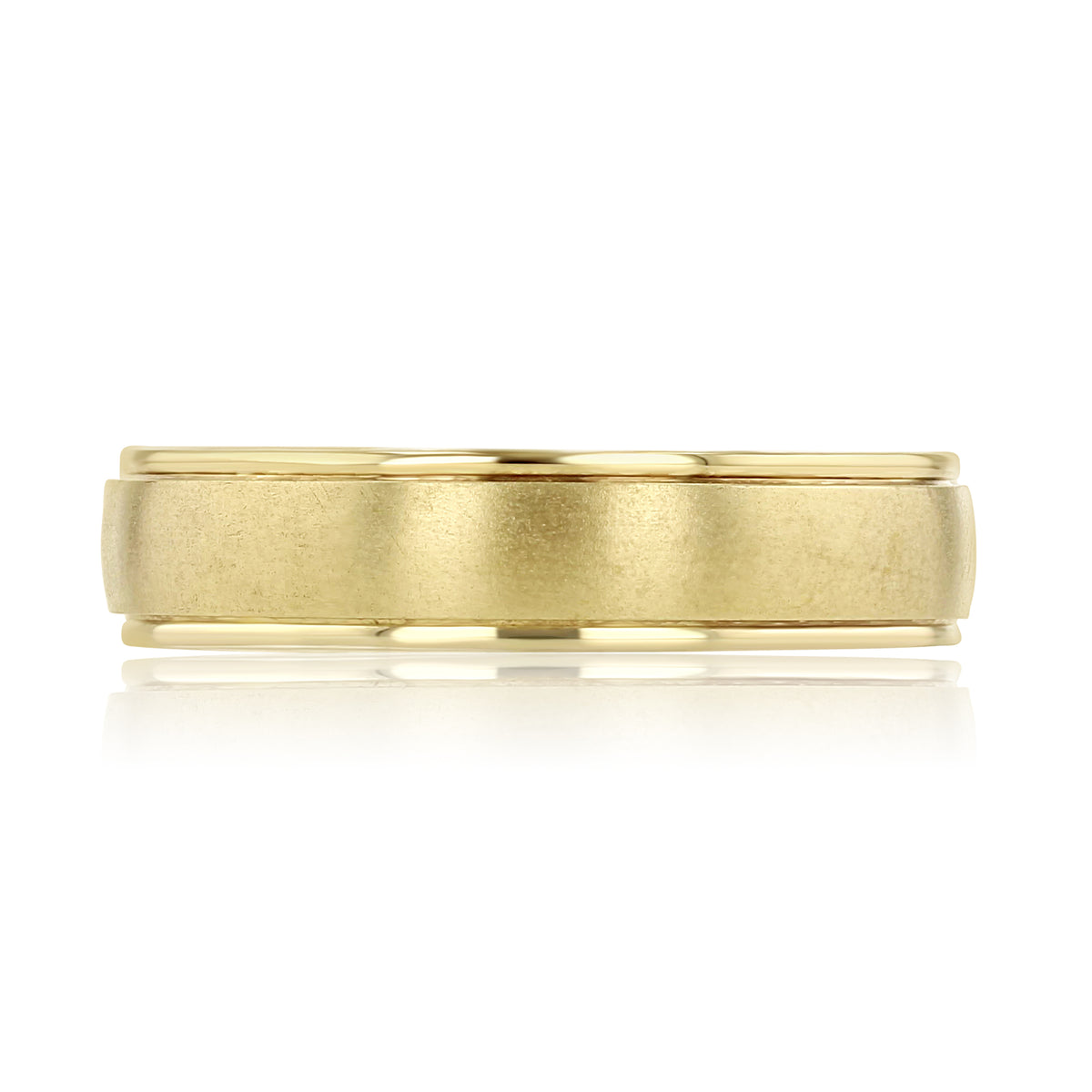 Brushed Center Wedding Band | 11-12015B in yellow gold featuring a brushed matte center finish bordered by polished edges.
