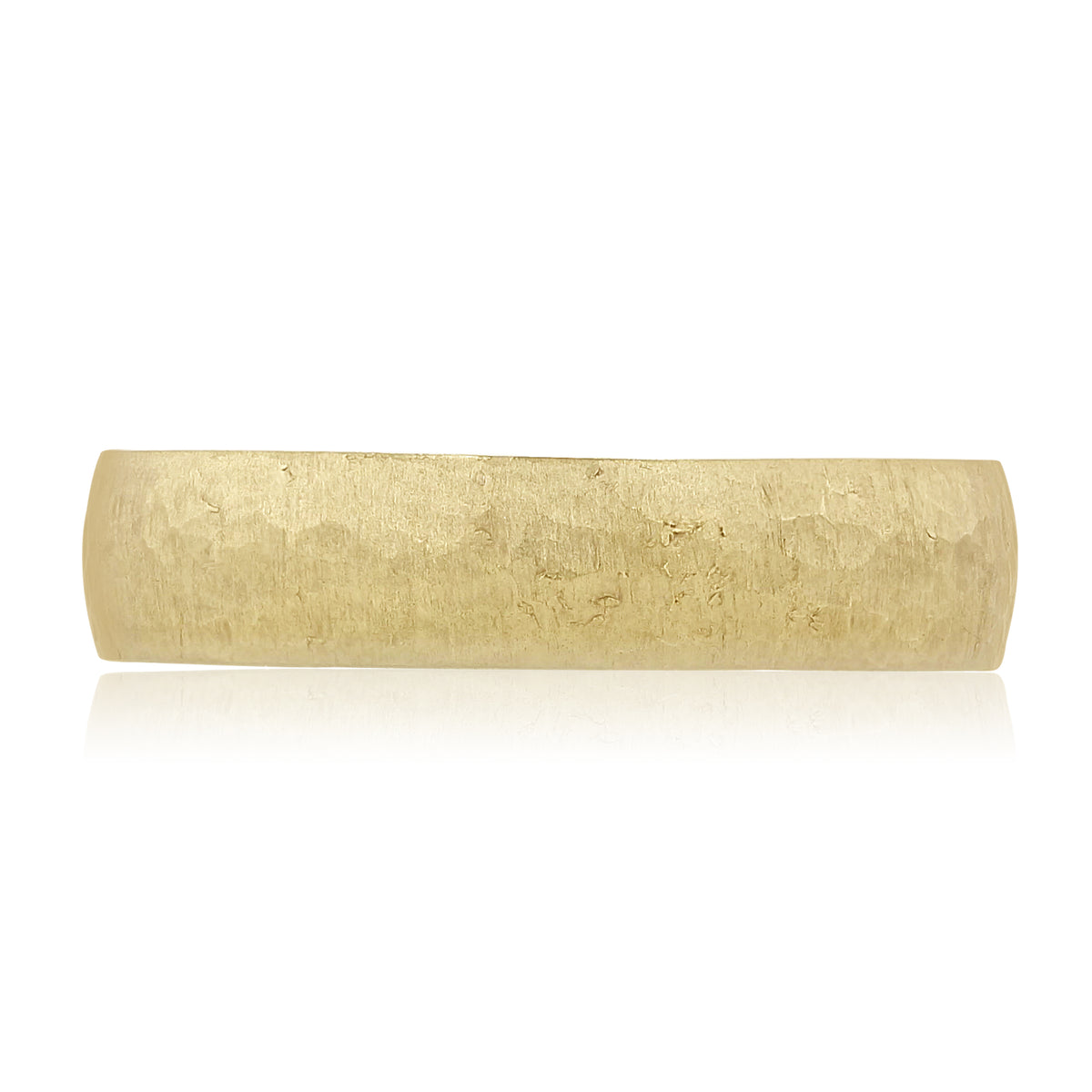 Hammered Wedding Band 11-12045: a men’s yellow gold wedding band featuring a textured, hammered finish.