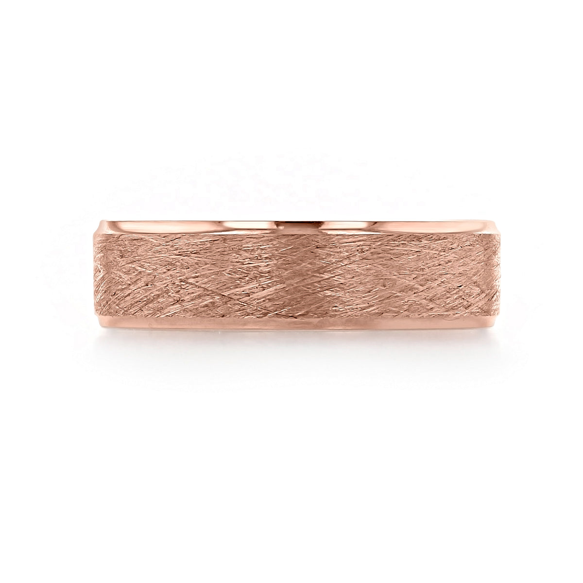 Rose gold Brushed Wedding Band 11-8871Y with a textured, brushed center finish.