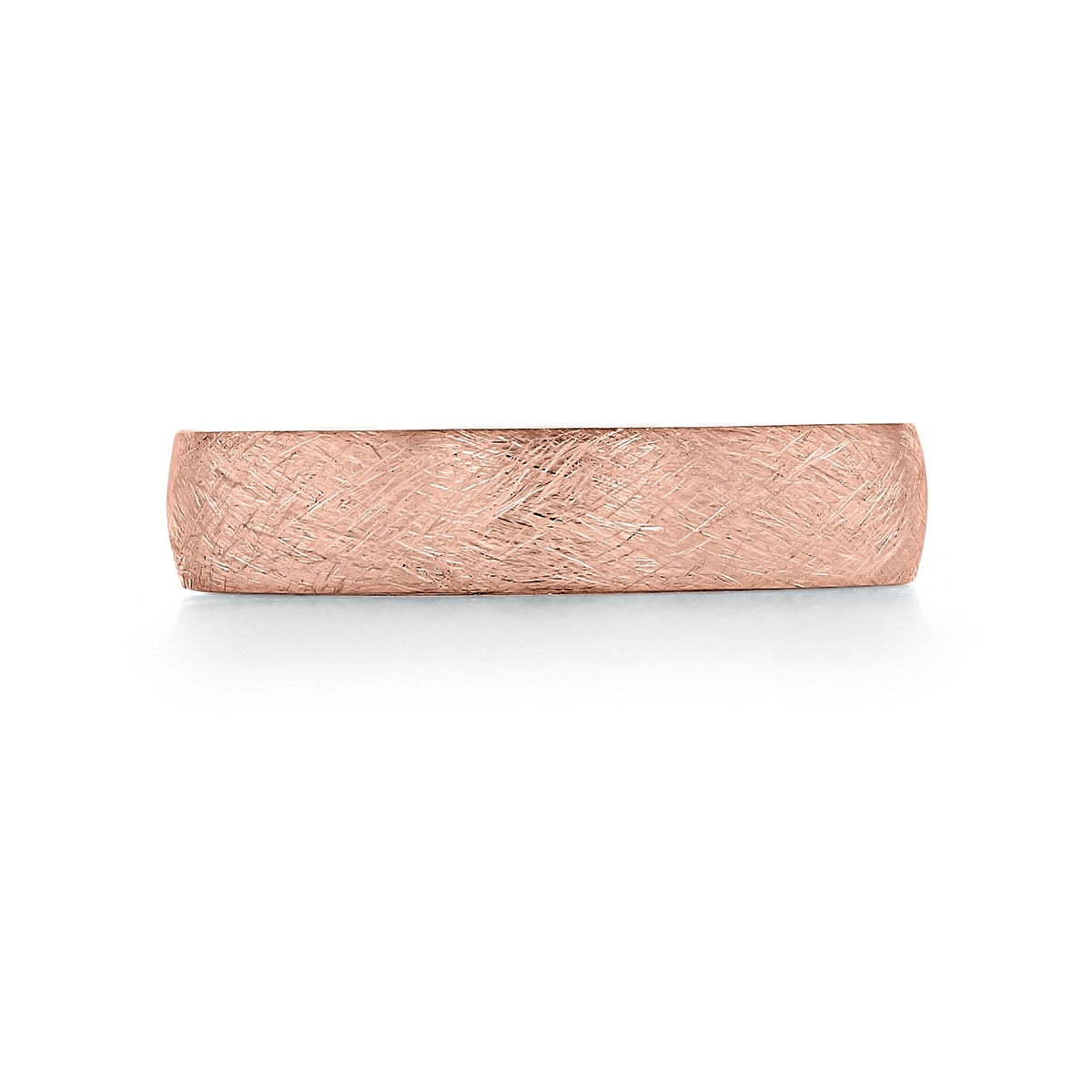 Tacori Sculpted Crescent 111-5RB rose gold wedding band with a textured, brushed metal finish.