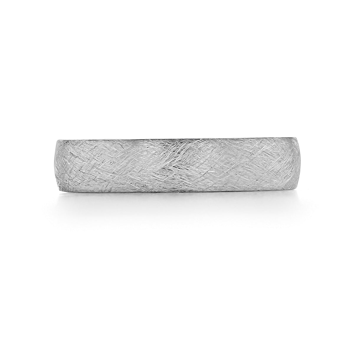 A silver-tone Sculpted Crescent | Wedding Band - 111-5B by Tacori featuring a textured, cross-hatched surface.