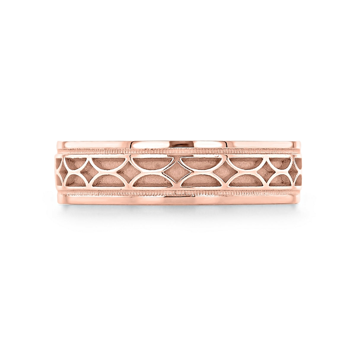 Tacori Sculpted Crescent | Wedding Band - 113-6R in rose gold with a repeating crescent pattern around the center.