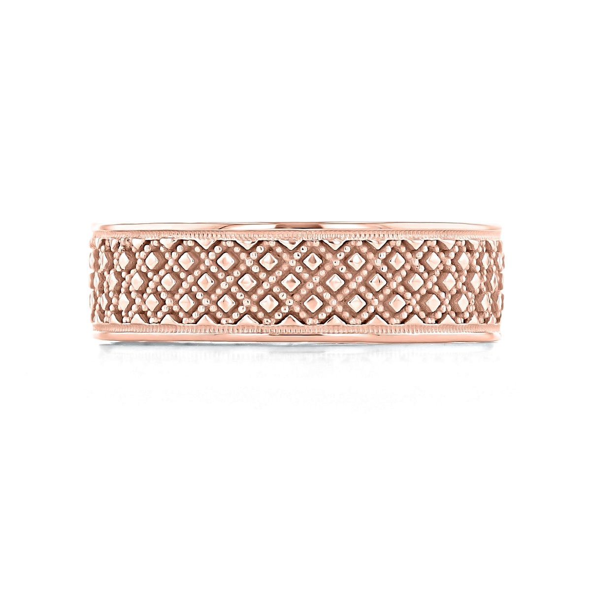 Tacori Sculpted Crescent | Wedding Band - 118-7R in rose gold, featuring a sculpted crescent silhouette, textured pattern of raised diamonds, and small beaded detailing.