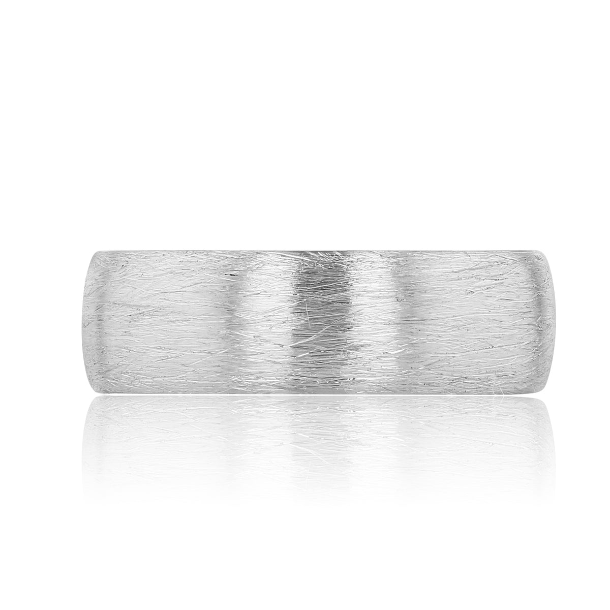 A silver-toned Tacori Men’s Coarse Brushed Wedding Band - 138-7B featuring a coarse brushed texture.