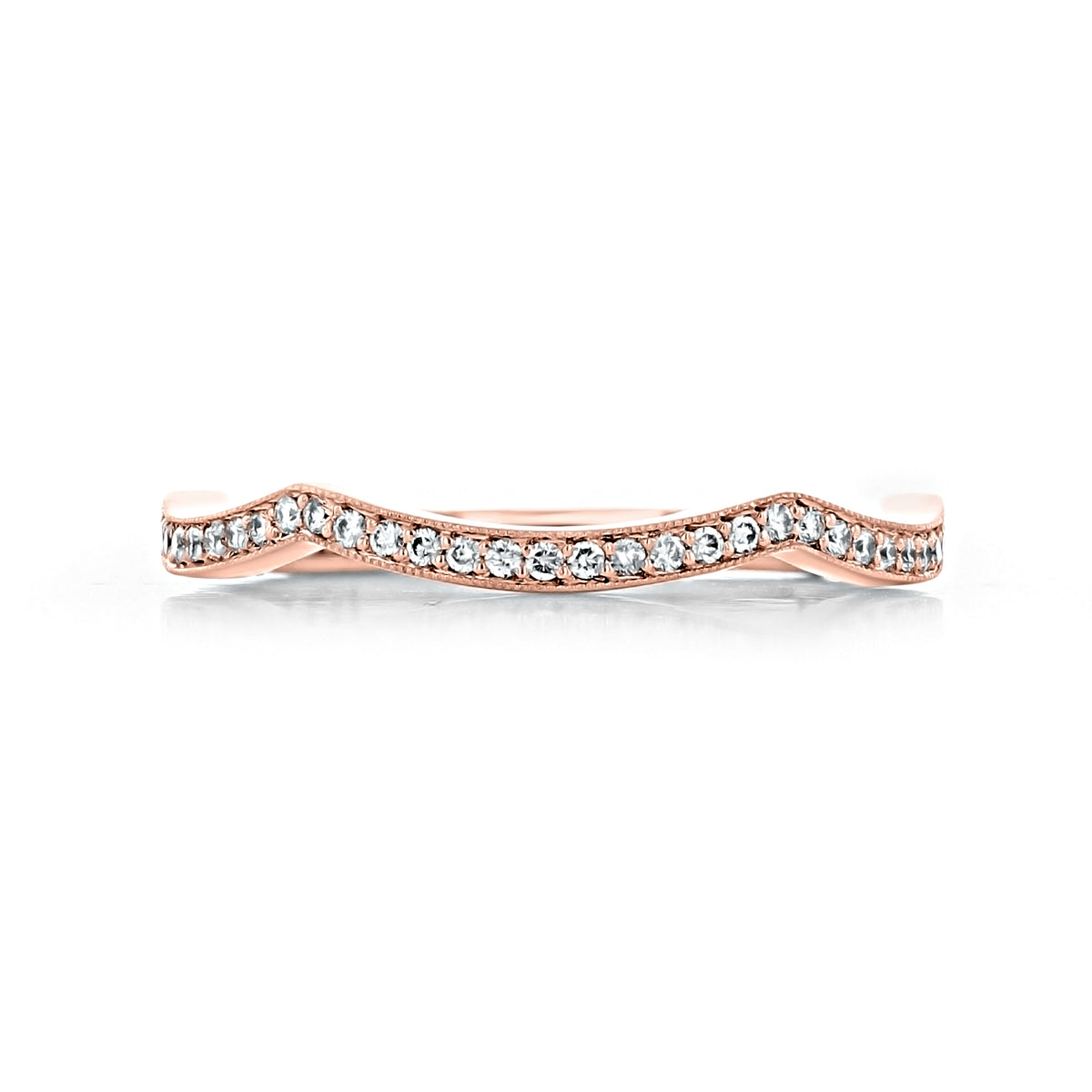 Tacori Ribbon | Diamond Band - 2565B-1PK featuring a rose gold wavy ribbon design with a diamond-encrusted band.