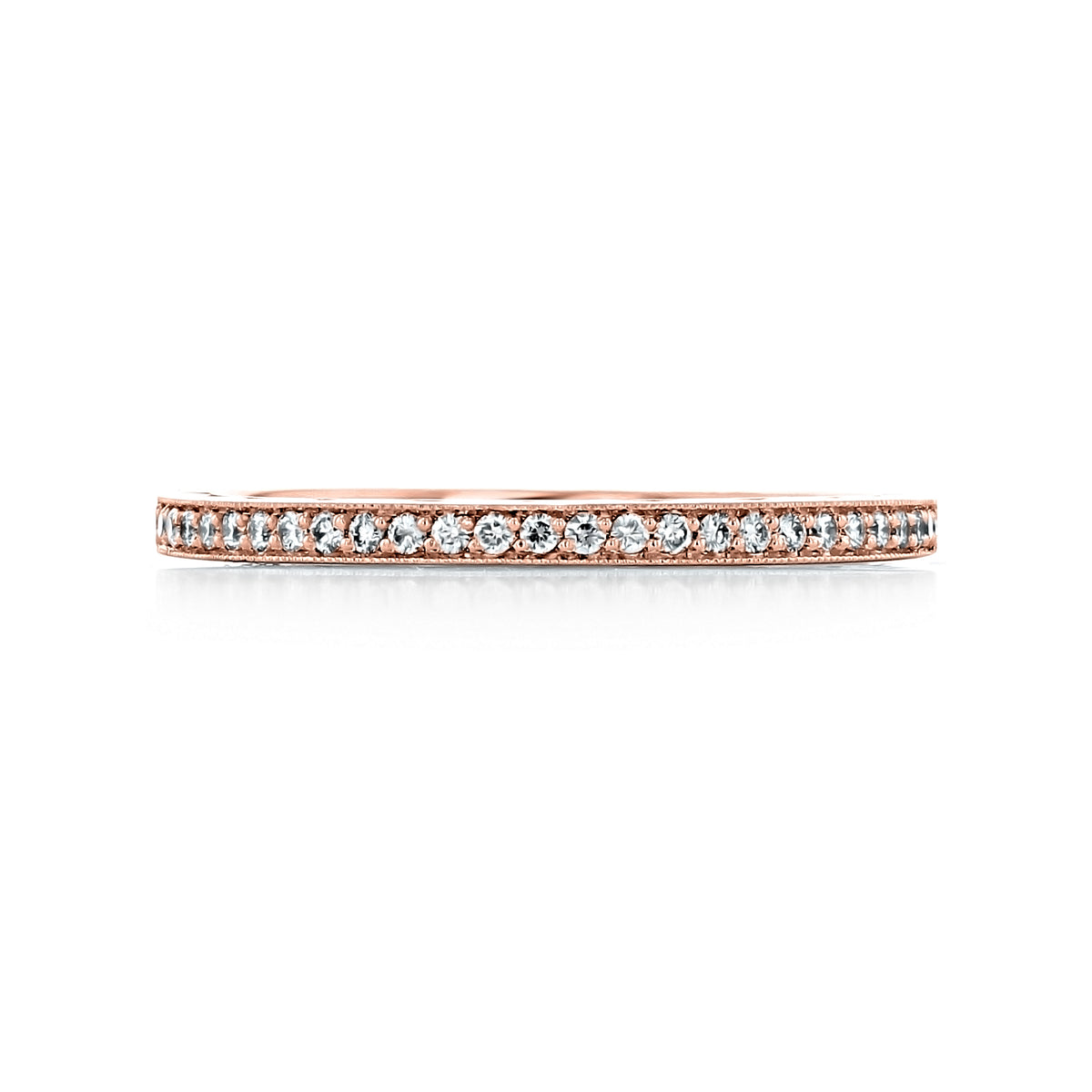 Sculpted Crescent | Diamond Band - 2649-15B12PK in rose gold featuring a continuous row of pavé set diamonds.