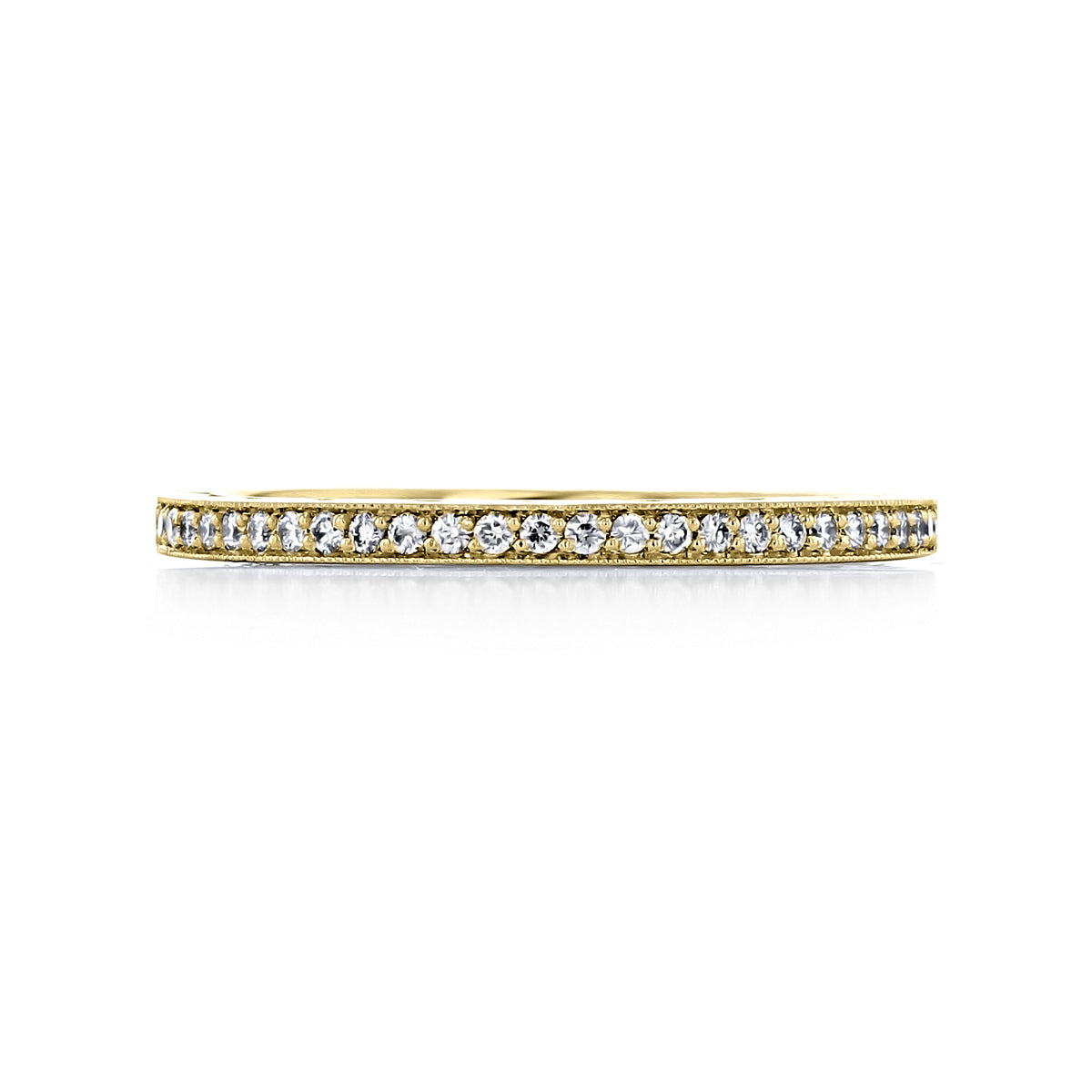 Tacori Sculpted Crescent | Diamond Band - 2649-15B12Y yellow gold ladies’ wedding band set with a continuous row of small round pavé diamonds.