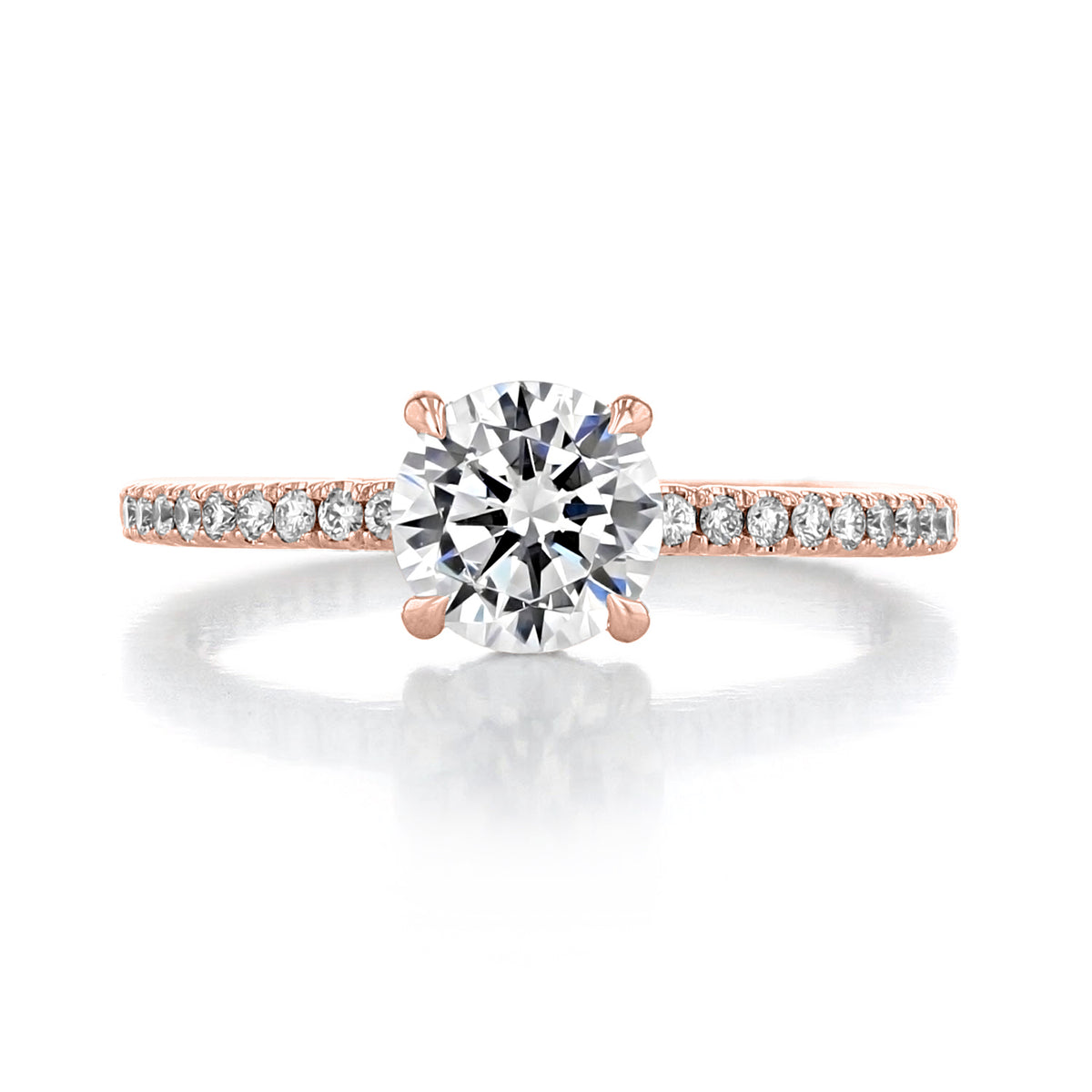Simply Tacori Round Solitaire Engagement Ring - 267015RD65PK featuring a round diamond solitaire on a rose gold band with pavé-set diamonds.