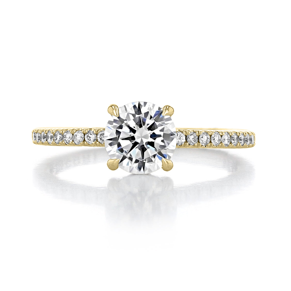 Simply Tacori | Round Solitaire Engagement Ring - 267015RD65Y in yellow gold featuring a round center stone and a diamond-accented band.