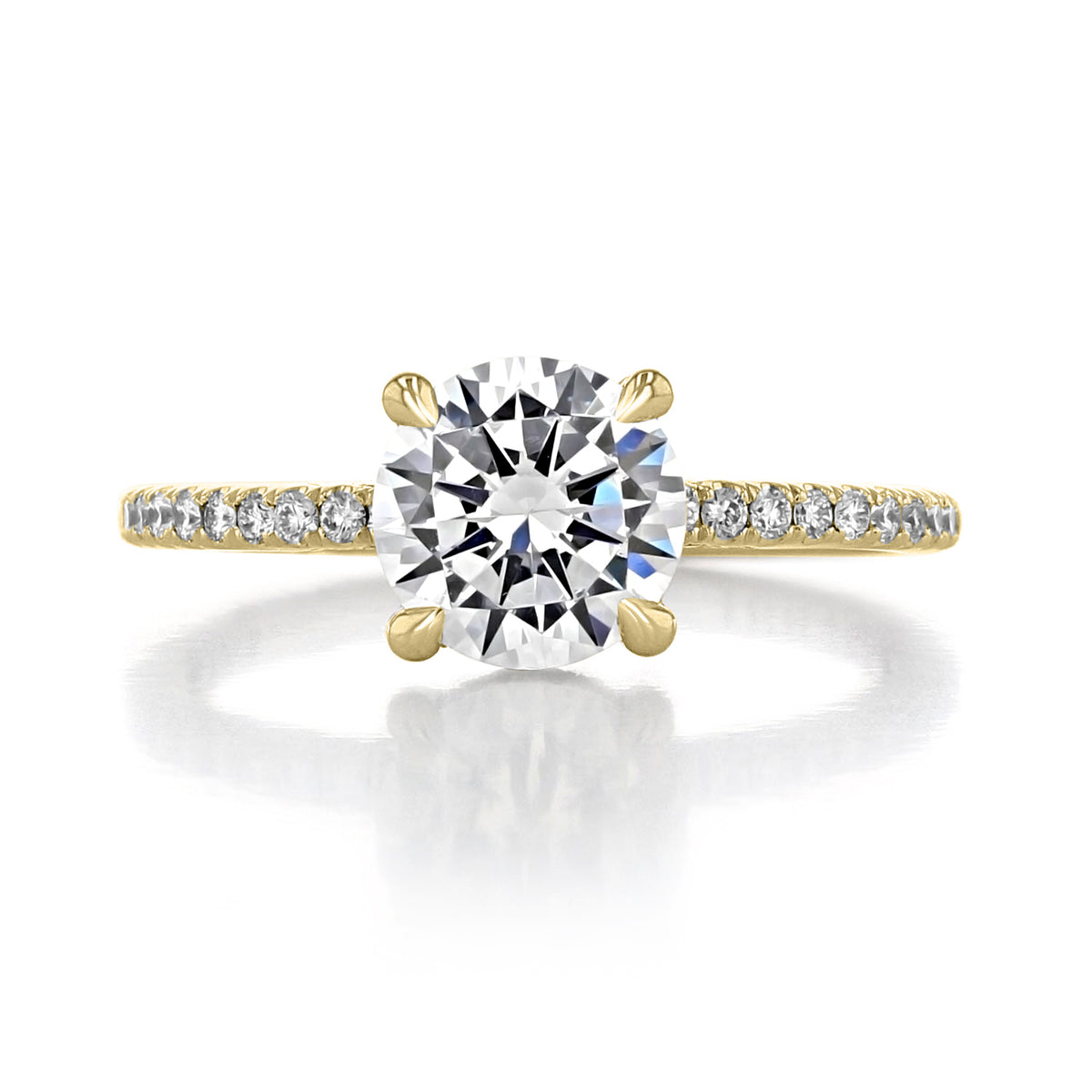 Simply Tacori | Round Solitaire Engagement Ring - 267015RD75Y in gold, featuring a round center stone and a diamond-encrusted band with micro-prong diamonds.