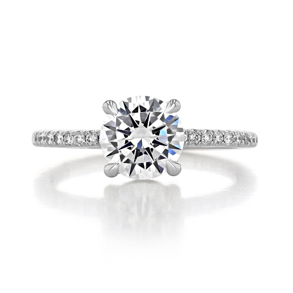 Simply Tacori Round Solitaire Engagement Ring - 267015RD75 featuring a round solitaire stone on a micro-prong pavé diamond band.