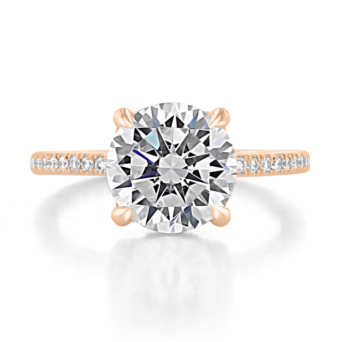 Simply Tacori | Round Solitaire Engagement Ring - 267015RD95PK featuring a round solitaire diamond on a rose gold pavé band with intricate Tacori detailing.