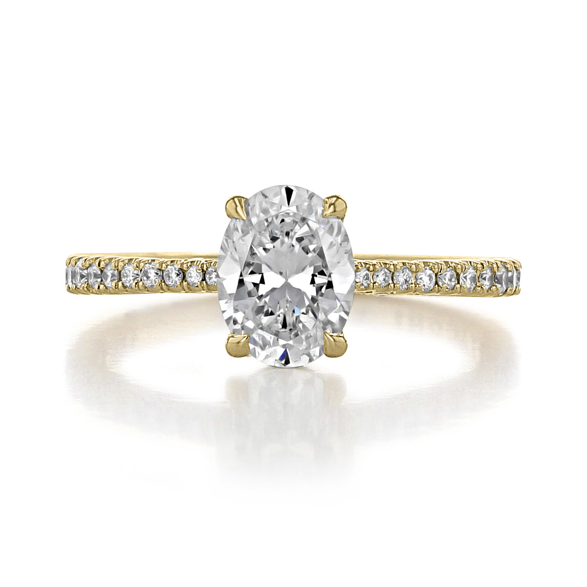 Simply Tacori | Oval Solitaire Engagement Ring - 2671OV8X6Y featuring an oval solitaire with a pavé-set diamond band in yellow gold.
