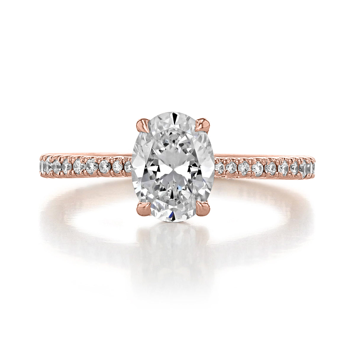 Simply Tacori Oval Solitaire Engagement Ring - 2671OV8X6PK featuring an oval-cut diamond on a pavé band in rose gold.