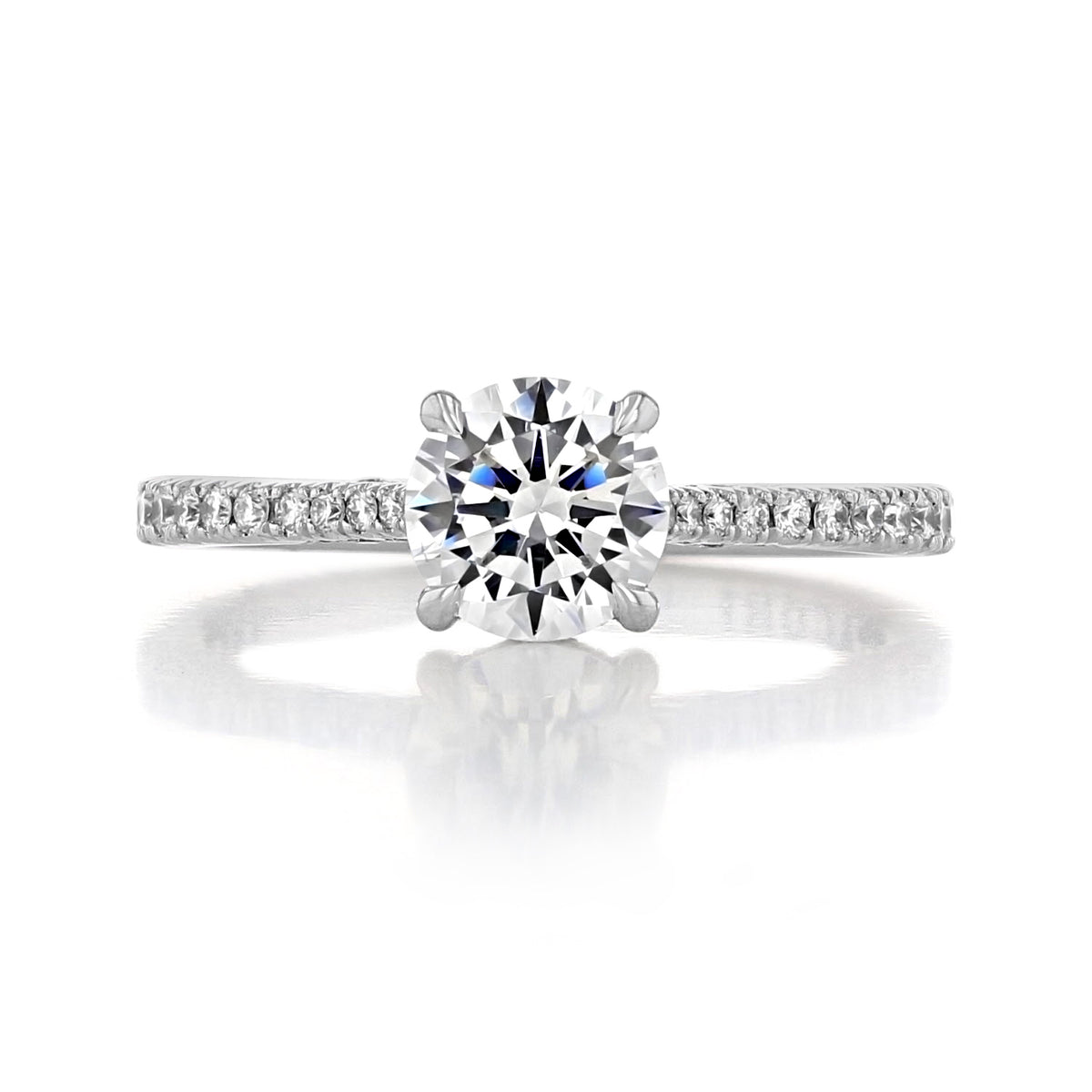 Simply Tacori | Round Solitaire Engagement Ring - 2671RD65 featuring a round solitaire diamond on a pavé-set band.