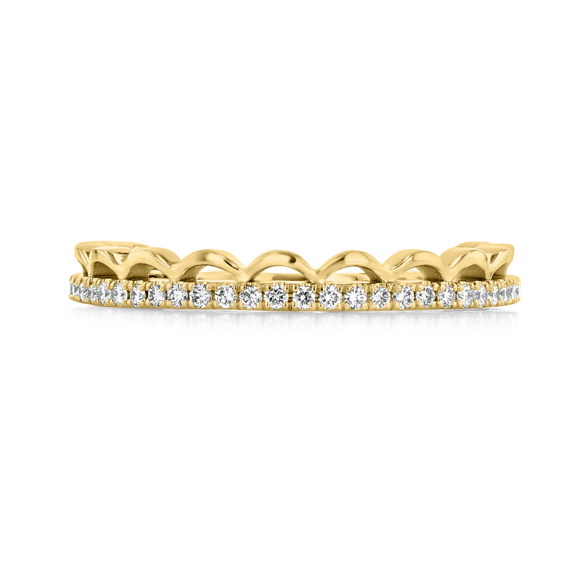 Tacori Crescent Crown Diamond Wedding Band - 2674B34Y in 18K yellow gold featuring a row of pave-set diamonds topped with a scalloped crown design.