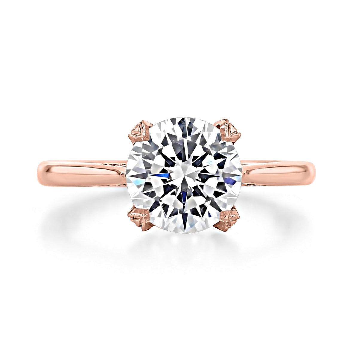 Simply Tacori | Round Solitaire Engagement Ring - 2678RD85PK featuring a round solitaire diamond in a classic Tacori setting on a four-prong rose gold band.