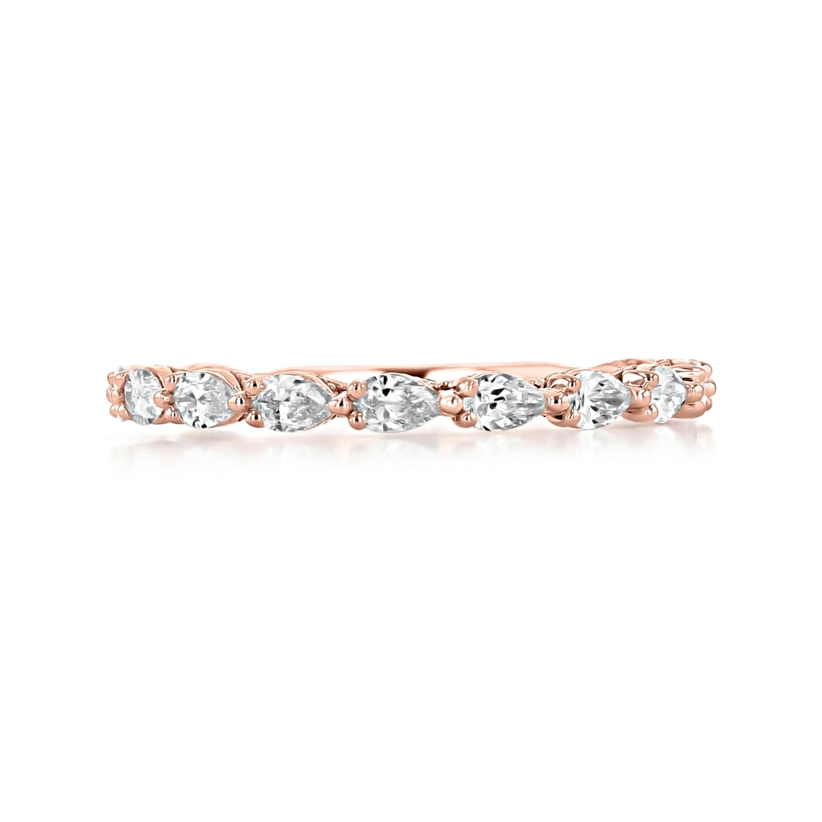 18k rose gold Sculpted Crescent | Diamond Wedding Band - 2687B34PK by Tacori featuring a row of marquise-cut diamonds.