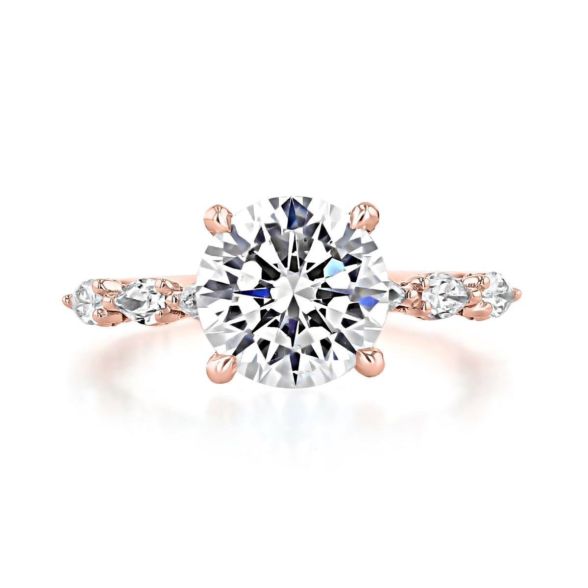 Sculpted Crescent | Round Solitaire Engagement Ring - 2687RD85PK by Tacori, featuring a round diamond solitaire in 18k rose gold with a diamond-accented band.