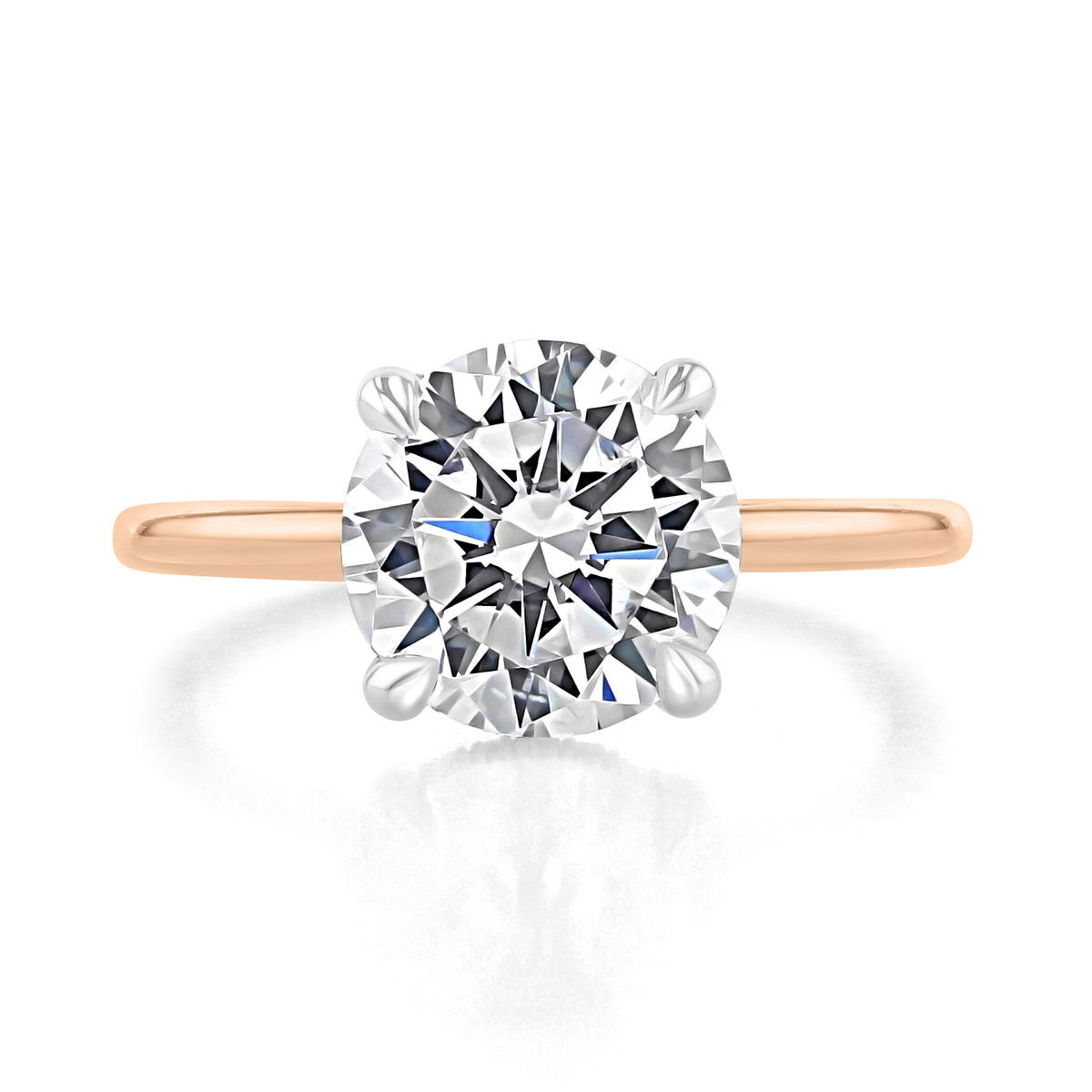 Simply Tacori | Round Solitaire Engagement Ring - 268815RD9RW featuring a four-prong setting and a smooth rose gold band.