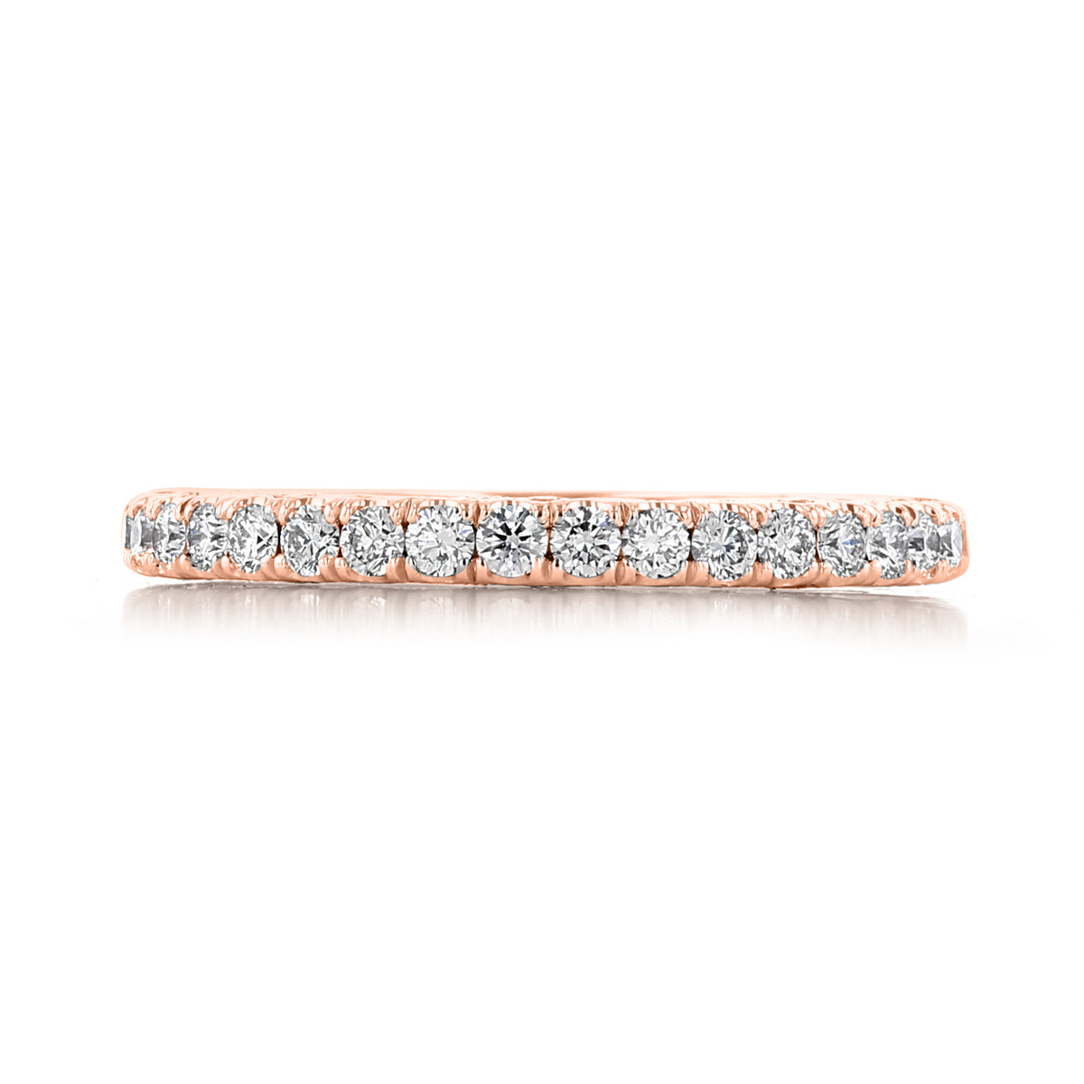 Dantela | Diamond Wedding Band - 269022B34PK in 18k rose gold, set with a row of round-cut diamonds in a delicate micro-prong setting.