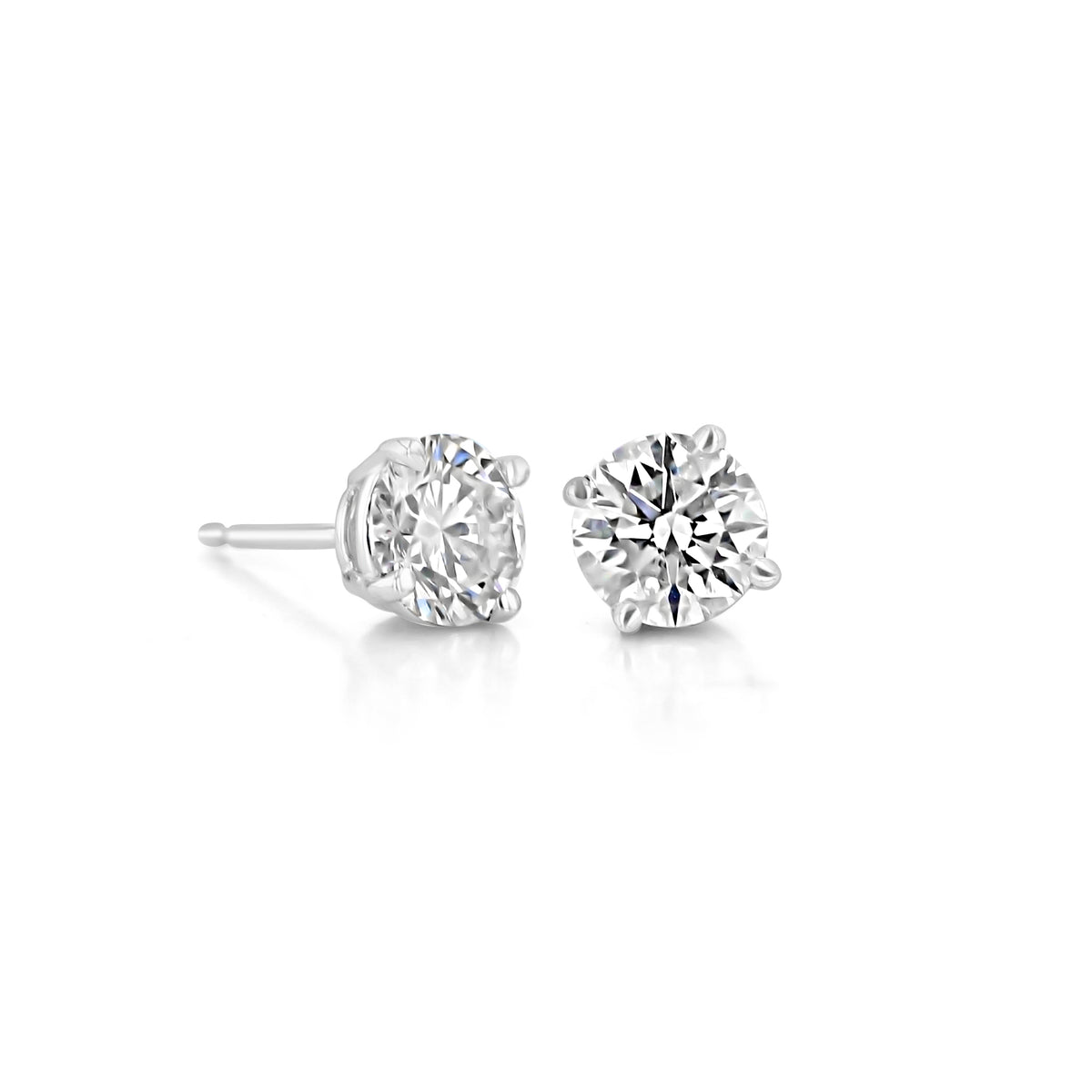 1.47 ct Diamond Stud Earrings set in White Gold | 4001624 featuring a pair of round-cut diamond studs set in 14k white gold prongs.