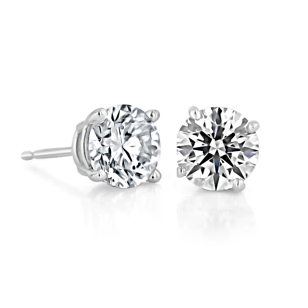 2.34 ct Lab Diamond Stud Earrings set in White Gold featuring round-cut diamonds in white gold settings.