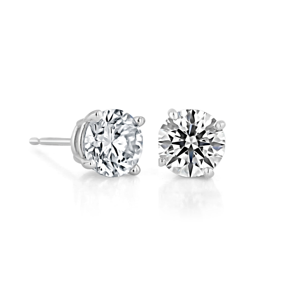 2.55 ct Lab Diamond Stud Earrings set in White Gold | 4002061, featuring round-cut diamonds in classic four-prong white gold settings.