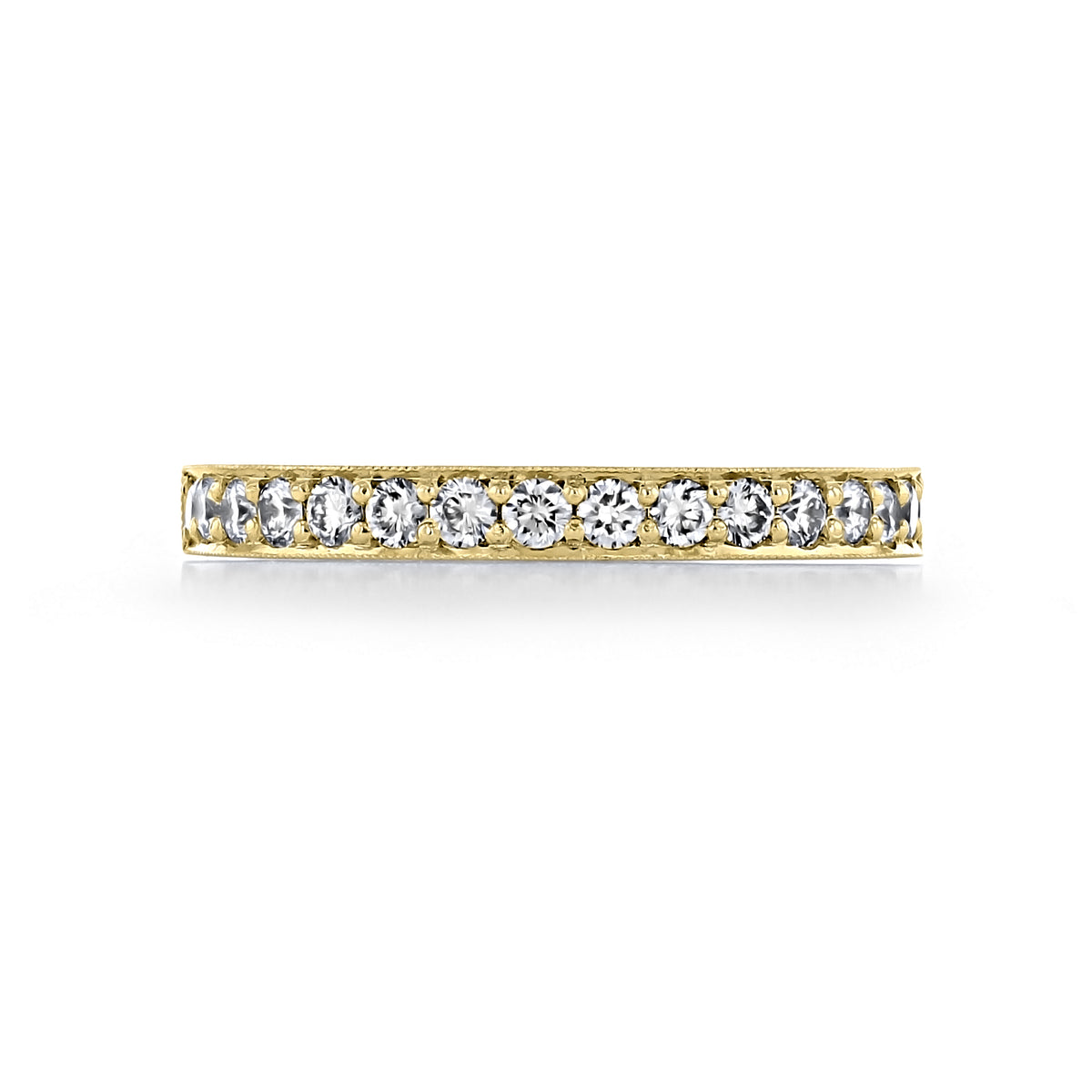 Sculpted Crescent | Diamond Band - 41-25Y yellow gold eternity band set with a row of channel-set, round brilliant-cut diamonds.