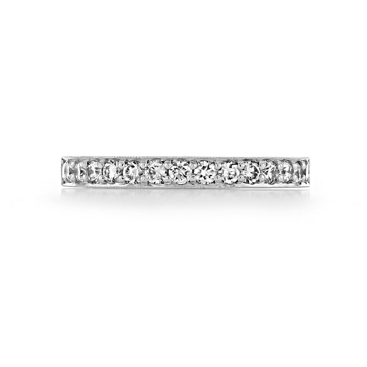 Sculpted Crescent | Diamond Band - 41-25W white gold wedding band featuring a single row of round brilliant-cut diamonds.