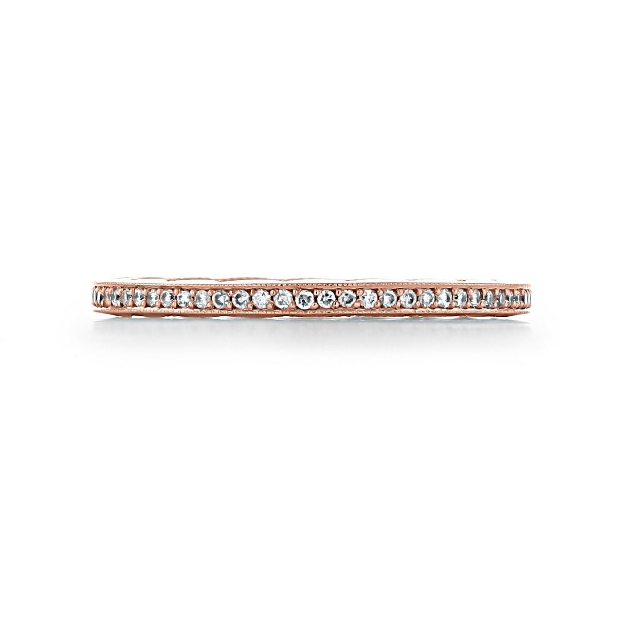 Sculpted Crescent | Diamond Band - 43-15ETPK rose gold eternity band set with a continuous row of pavé set diamonds.