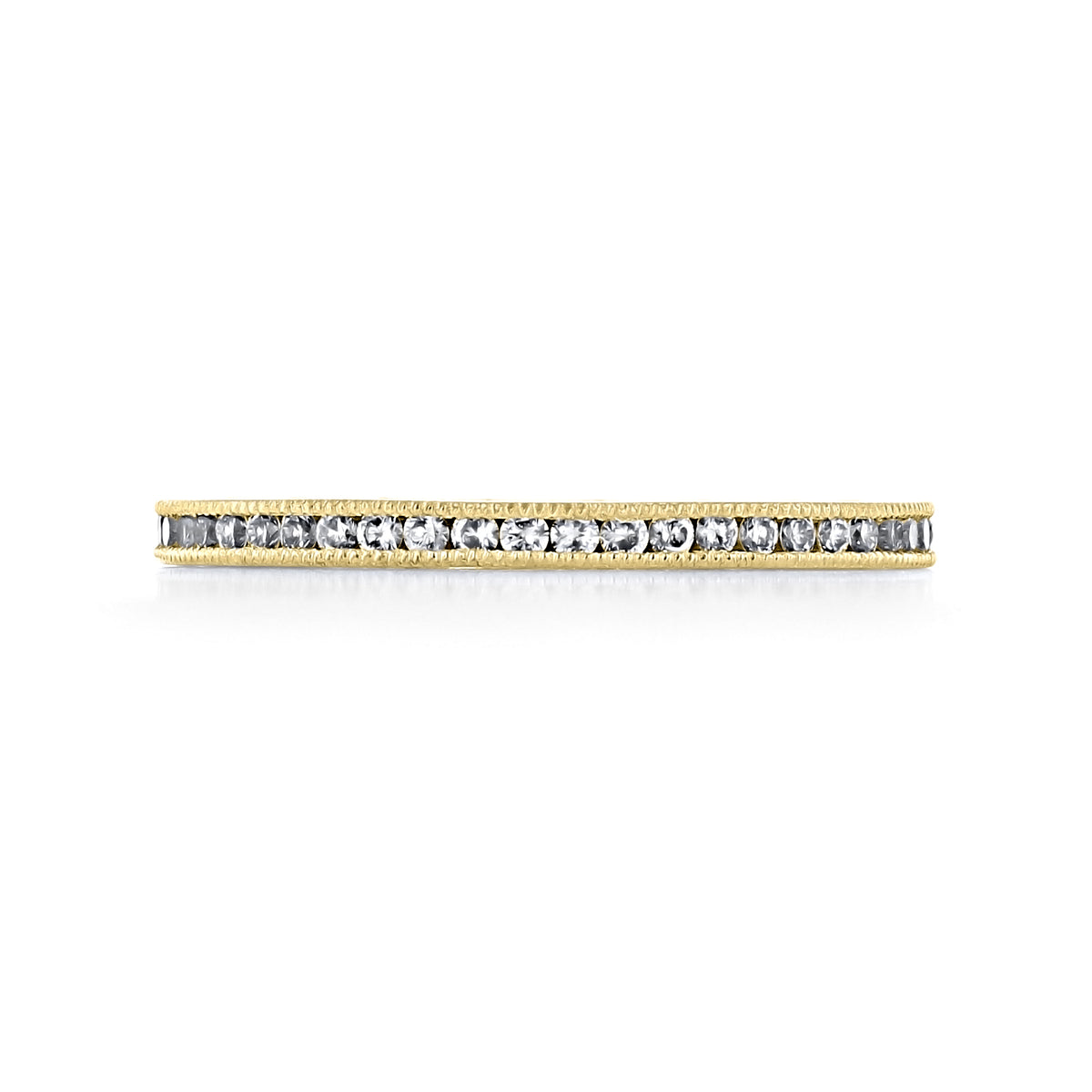 Tacori Sculpted Crescent | Diamond Band - 44-15ETY in 18k yellow gold, featuring a continuous row of channel-set diamonds with milgrain edges.