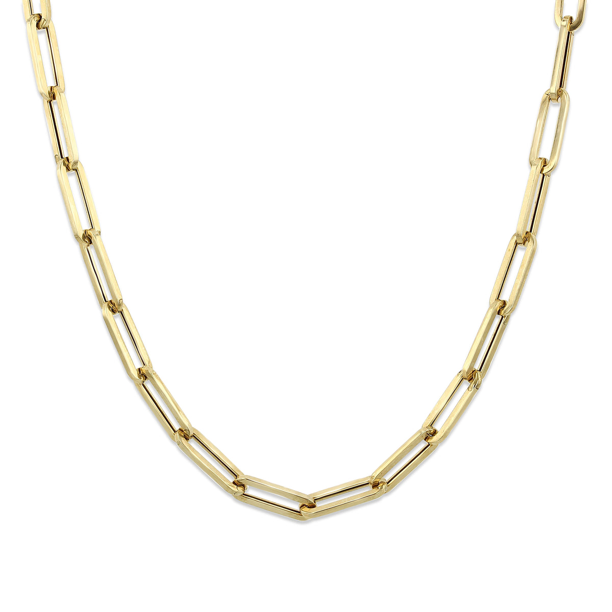 14K Yellow Gold 4MM Paper Clip Chain necklace.
