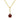 A round red garnet 14K Yellow Gold Garnet Solitaire Pendant | 88002-1 with a small accent diamond, hanging on a yellow gold chain.