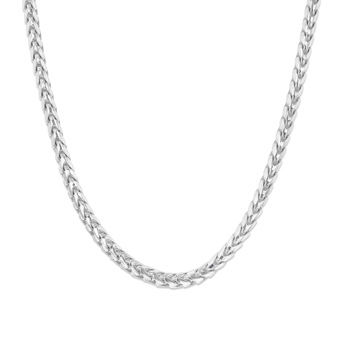 A silver-colored Rhodium Plated 3.3MM Round Franco Chain | CH33FRW-20 necklace.