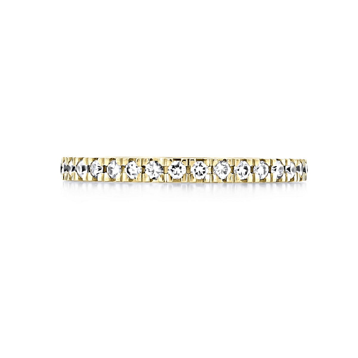 Estelle 2.0mm Diamond Eternity Band in 14k yellow gold featuring a continuous row of round diamonds in micro-prong settings.