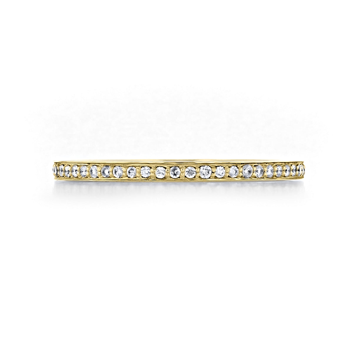 Sierrah 1.6mm Pavé-Set Diamond Wedding Band in 14k yellow gold, featuring a continuous row of small, pavé-set round diamonds.