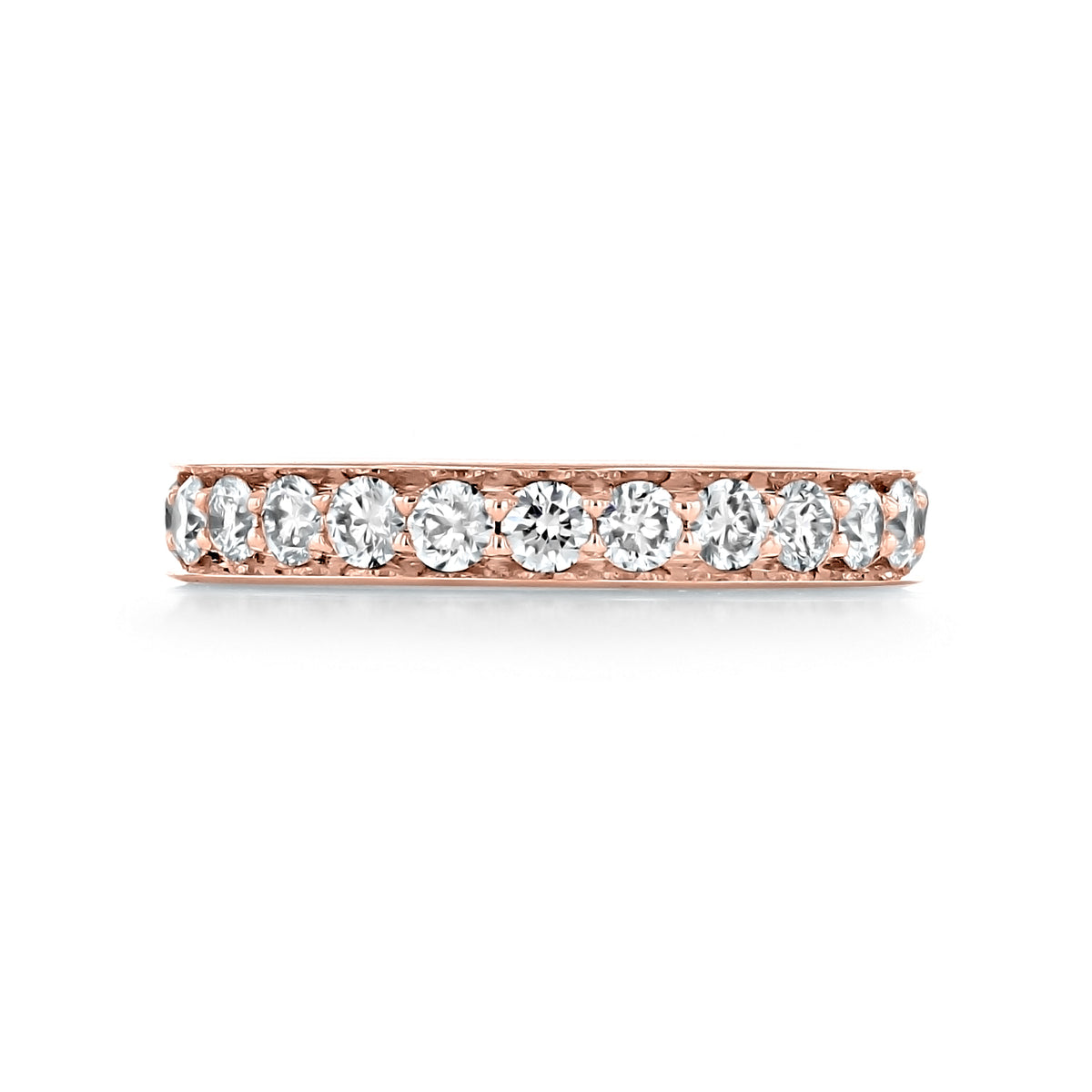 Sierrah 3.3mm pavé-set diamond wedding band in rose gold, featuring a single row of round pavé-set diamonds.