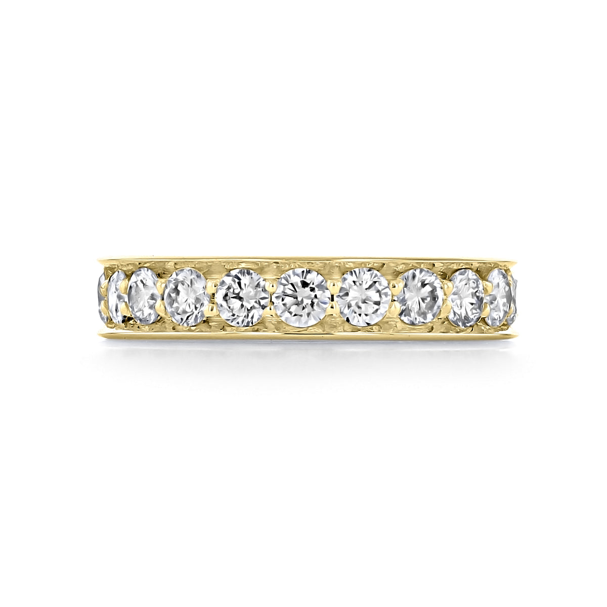 Sierrah 4mm Pavé-Set Diamond Wedding Band in 14k yellow gold, featuring a single row of pavé-set round brilliant-cut diamonds.