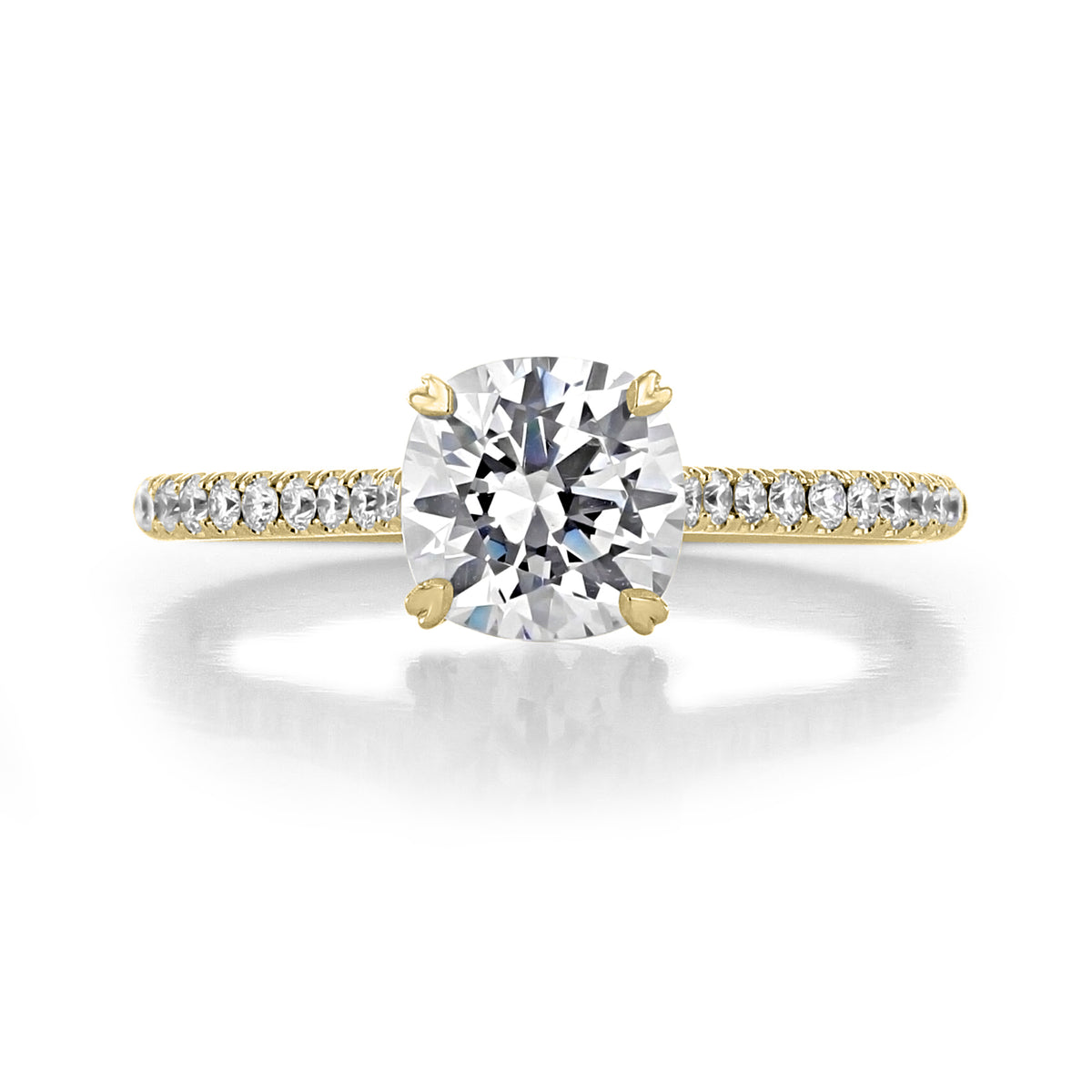 A Danhov Classico | Micro-Prong Engagement Ring - CL138, featuring a round-cut center diamond held by four prongs on a pavé band of accent diamonds.
