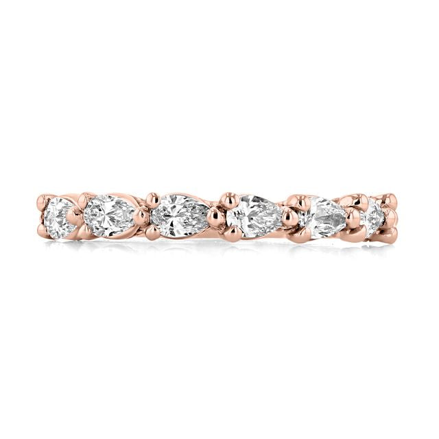 Rose gold Sculpted Crescent | Diamond Wedding Band - 268722B12PK by Tacori, featuring a row of alternating pear-shaped and round diamonds.