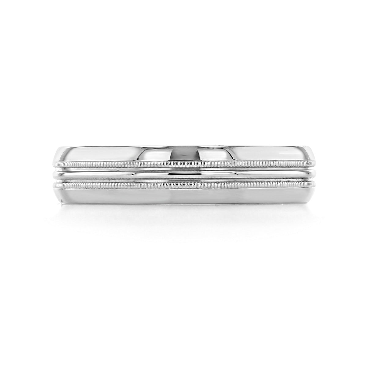 Milgrain Wedding Band | FG106 white gold men’s wedding band with two rows of milgrain detailing.